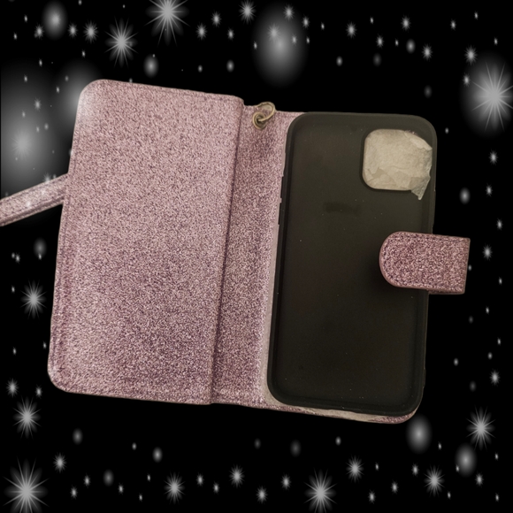 Glittery Purple Galaxy A9 Wallet Case - Picture 2 of 4